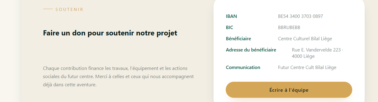 Interface moderne pour collecter des dons